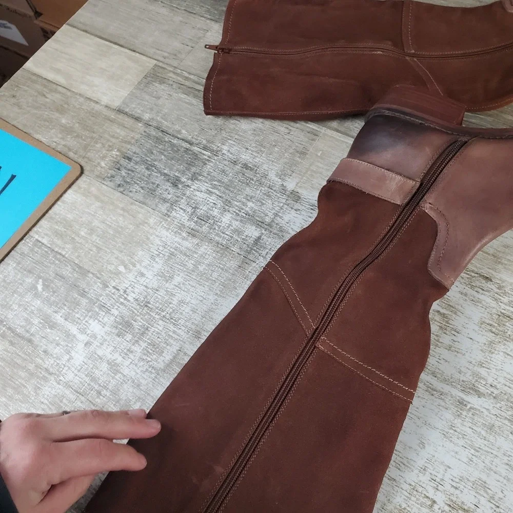 ROAN‎ Charity Womens Knee High Boots Sz 8 Brown Leather Comfort Side Zip